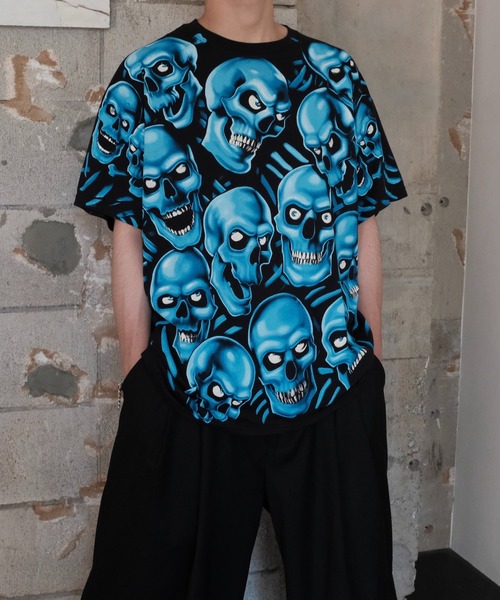 LIQUID BLUE バイカー犬 Tシャツ tシャツ LIQUID BLUE リキッドブルー / ”SKULL”TEE メンズ レディース