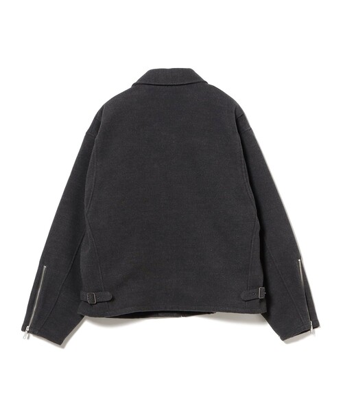 美品　マーダーライセンス　袖レザー　羊革　ウールメルトン　ライダース　M　灰×黒 美品 マーダーライセンス 袖レザー 羊革 ウールメルトン ライダース M