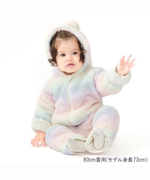 kids zoo（キッズズー） ベビー服 ロンパース 動物ボアカバーオール