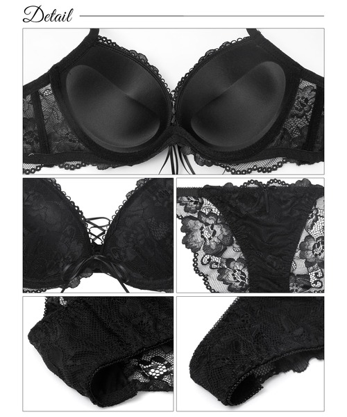 ブラジャー ショーツセット 「3点セット」 エレガンス レースアップ 育