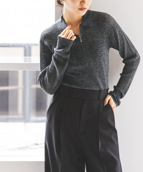 NOBLE（ノーブル） ニット セーター フロントジップシアーアルパカ