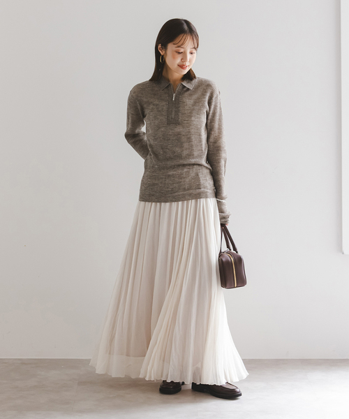 NOBLE（ノーブル） ニット セーター フロントジップシアーアルパカ