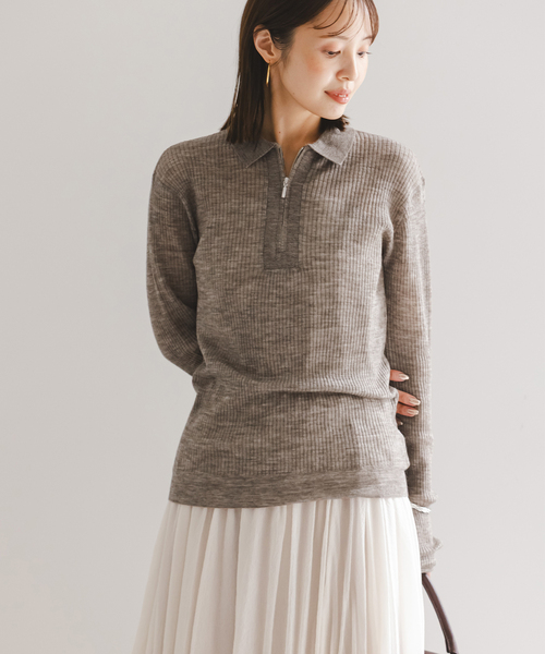 ノーブル（Noble）/フロントジップシアーアルパカニット NOBLE（ノーブル） ニット セーター フロントジップシアーアルパカ