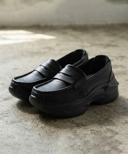 【未使用】トッズ ローファー スリッポン スニーカー レザー 黒 35.5 kitson（キットソン） ローファー ボリュームソール ローファー