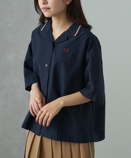 ブラウス シャツ 「FRED PERRY」TIPPED PLACKET DETAIL SHIRT ティップライン セーラー風 半袖シャツ G2177の画像