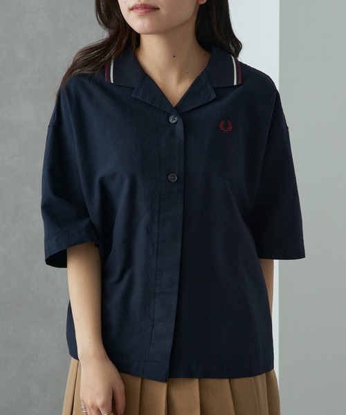 ブラウス シャツ 「FRED PERRY」TIPPED PLACKET DETAIL SHIRT ティップライン セーラー風 半袖シャツ G2177の画像