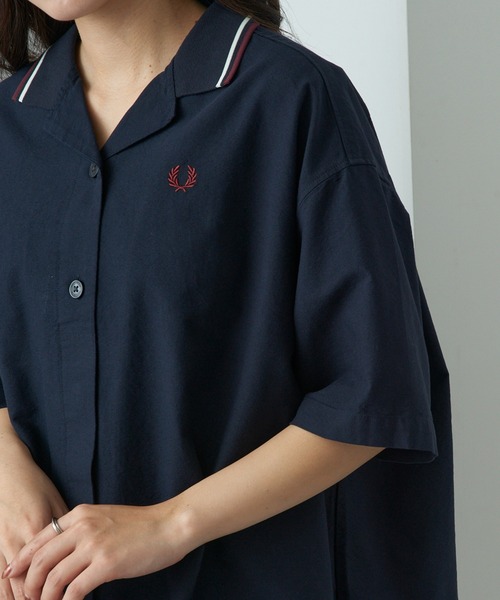ブラウス シャツ 「FRED PERRY」TIPPED PLACKET DETAIL SHIRT ティップライン セーラー風 半袖シャツ G2177の画像