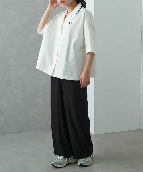ブラウス シャツ 「FRED PERRY」TIPPED PLACKET DETAIL SHIRT ティップライン セーラー風 半袖シャツ G2177の画像