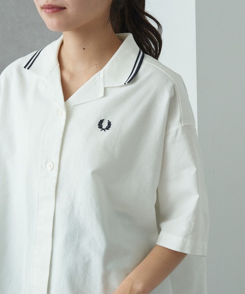 ブラウス シャツ 「FRED PERRY」TIPPED PLACKET DETAIL SHIRT ティップライン セーラー風 半袖シャツ G2177の画像