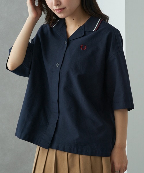 ブラウス シャツ 「FRED PERRY」TIPPED PLACKET DETAIL SHIRT ティップライン セーラー風 半袖シャツ G2177の画像
