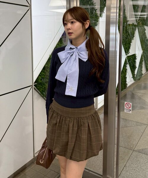 continuer de NICE CLAUP ニット セーター リボンタイケーブルニット