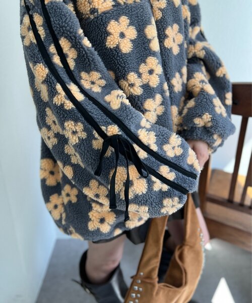 w closet ブルゾン アウター 花柄ボアラインブルゾン レディース