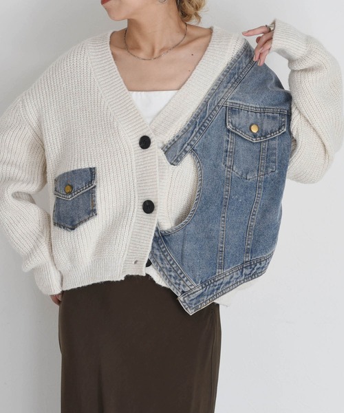 Eimee Law（エイミーロウ） カーディガン デニムドッキングニット