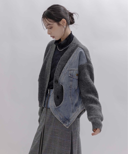Eimee Law（エイミーロウ） カーディガン デニムドッキングニット
