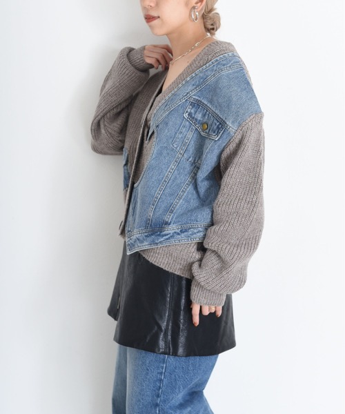 Eimee Law（エイミーロウ） カーディガン デニムドッキングニット