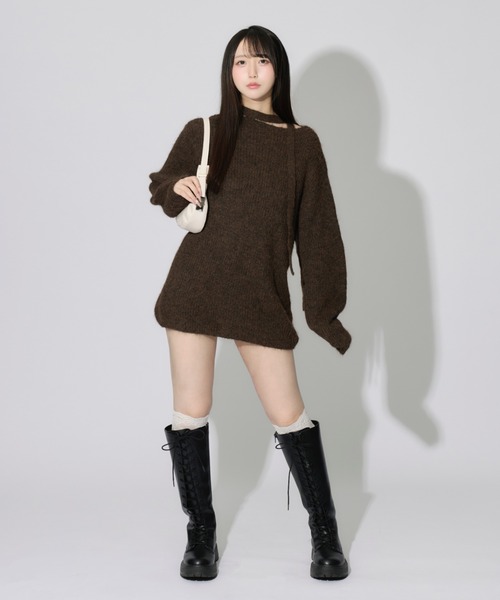 【2024AW】クルーネック ワイドチュニック プルオーバー ニット ワンピース Spick & Span（スピックアンドスパン）の「《追加》クルーネック