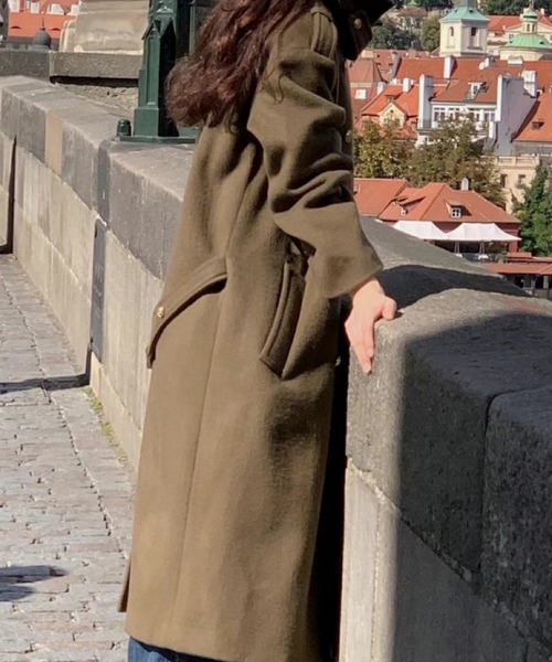 emi+ ステンカラーコート コート ダブルゴールドボタンロングコート