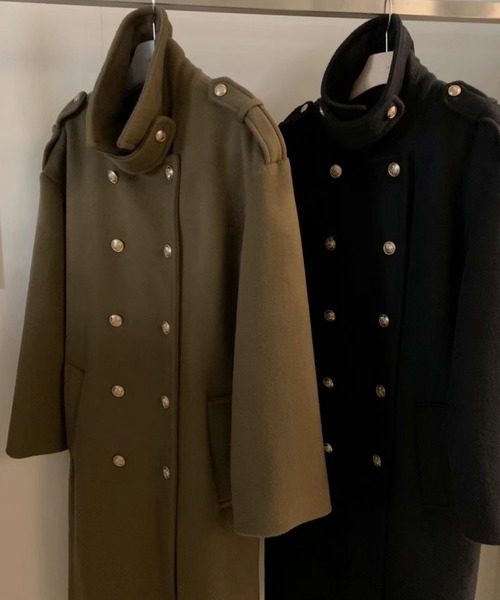 emi+ ステンカラーコート コート ダブルゴールドボタンロングコート