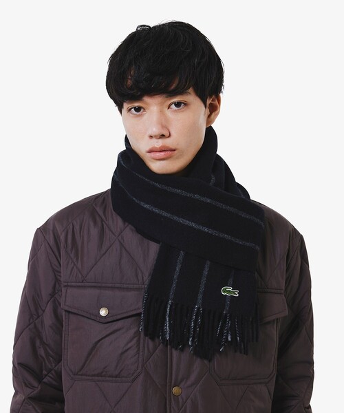 ラコステ（LACOSTE）/メリノウールストライプマフラー LACOSTE（ラコステ） マフラー メリノウールストライプマフラー メンズ