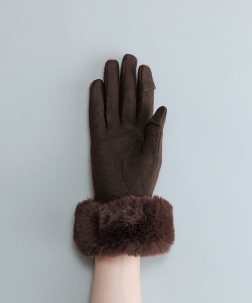 KURODA（クロダ） 手袋 タータンチェックフェイクファー付きジャージ