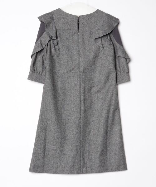 「LAISSE PASSE」 フリル半袖ワンピース 36 グレー レディース_画像2