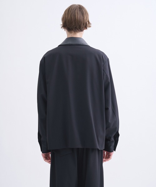 ブルゾン アウター 「CULLNI」別注 Leather Color Zip Blouson/別注 襟レザーウールブルゾン メンズの画像