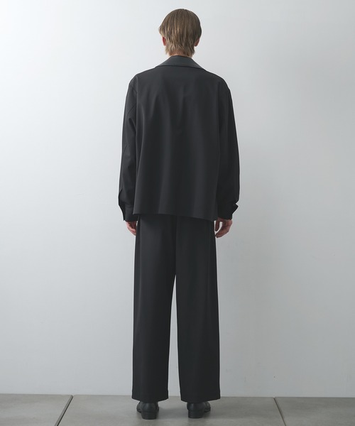 ブルゾン アウター 「CULLNI」別注 Leather Color Zip Blouson/別注 襟レザーウールブルゾン メンズの画像