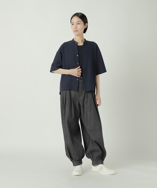 「ZUCCa」 半袖ブラウス M size ネイビー レディースの画像