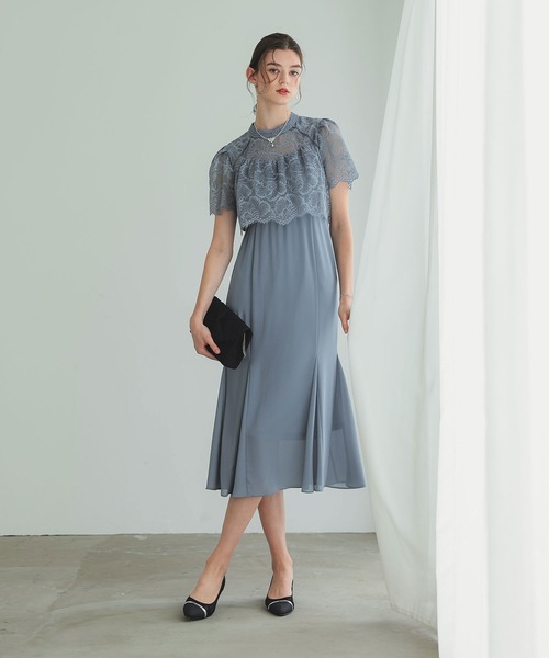 「Dorry Doll」 半袖ワンピース M ブルーグレー レディース_画像3