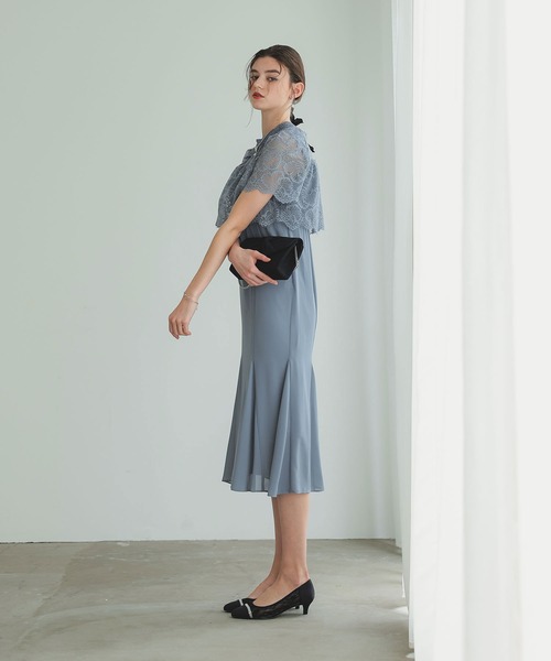 「Dorry Doll」 半袖ワンピース M ブルーグレー レディース_画像4