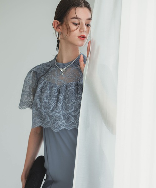 「Dorry Doll」 半袖ワンピース M ブルーグレー レディース_画像5