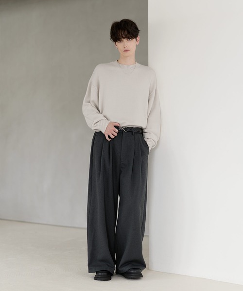 パンツ ネップツイード2タックワイドバギースラックス メンズ