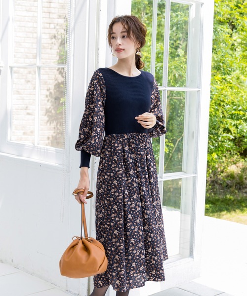 「Tiaclasse」 長袖ワンピース 7号 ネイビー レディース_画像8