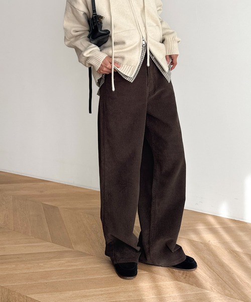 パンツ El mar　コーデュロイワイドパンツ レディース