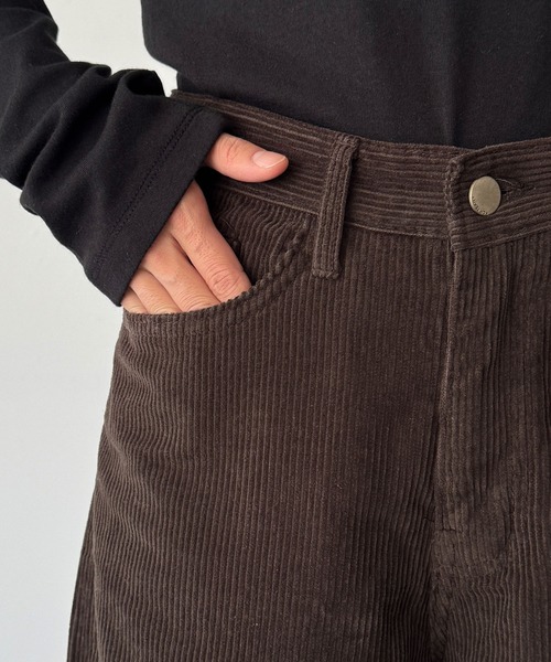 パンツ El mar　コーデュロイワイドパンツ レディース