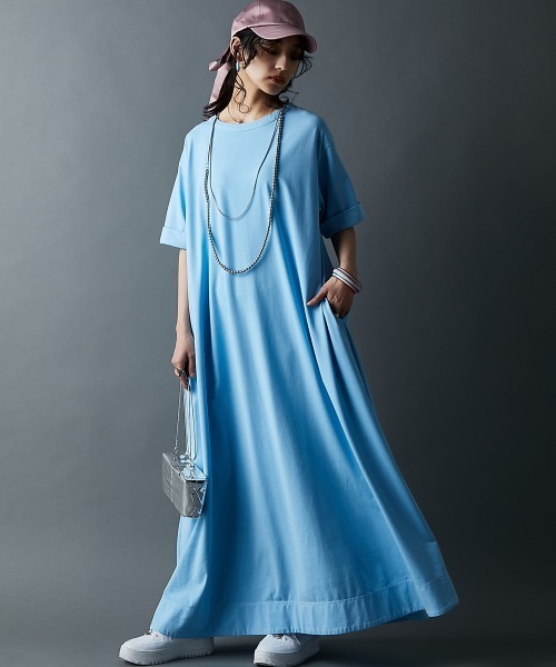 「GEVS.」 「SMILELAND」半袖ワンピース 4L サックスブルー レディース_画像8