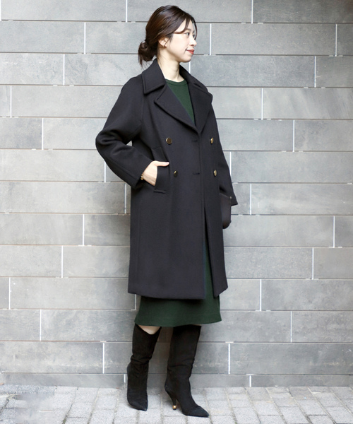 VERMEIL par iena ニット　ロングワンピース　ネイビー　バイカラー VERMEIL par iena（ヴェルメイユパーイエナ）の「バイカラーネック