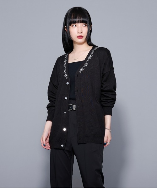 「Ellno Loset」 ニットカーディガン LARGE ブラック メンズ_画像2