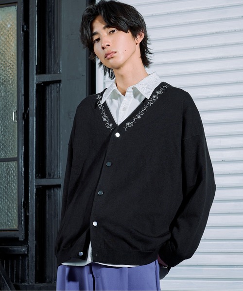 「Ellno Loset」 ニットカーディガン LARGE ブラック メンズ_画像7