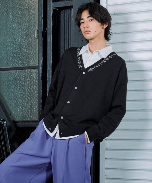 「Ellno Loset」 ニットカーディガン LARGE ブラック メンズ_画像9