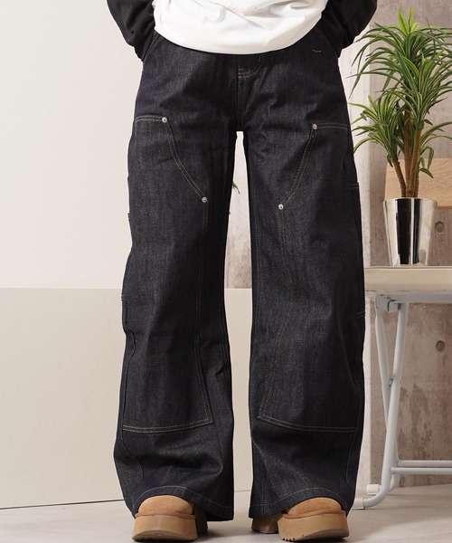 ジーンズ リジットデニム ダブルニー バレルレッグパンツ / Rigid