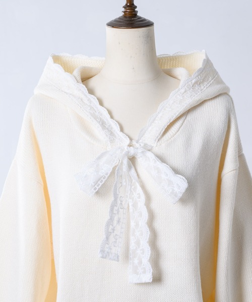 Lallana（ララーナ） パーカー Veil Lace Knit Hoodie / ヴェール