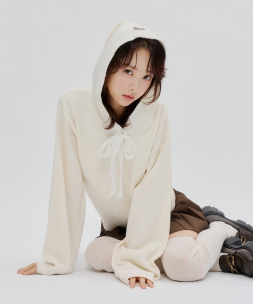 Lallana（ララーナ） パーカー Veil Lace Knit Hoodie / ヴェール
