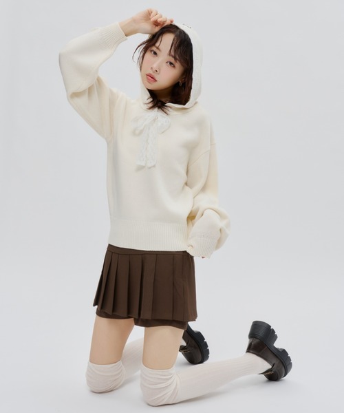 Lallana（ララーナ） パーカー Veil Lace Knit Hoodie / ヴェール