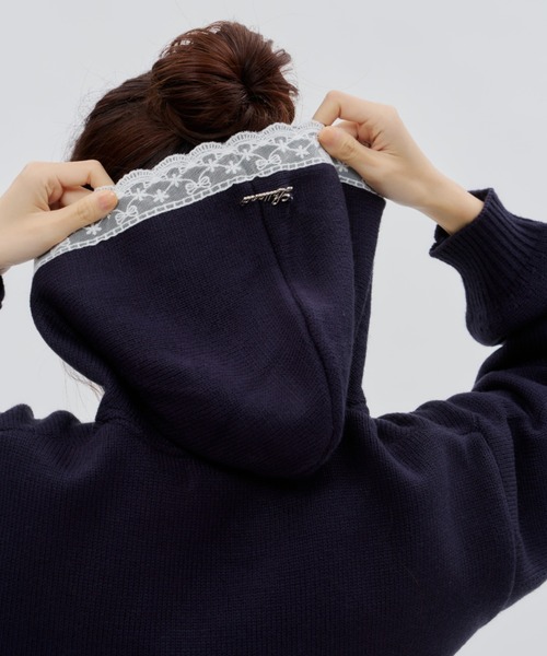 Lallana（ララーナ） パーカー Veil Lace Knit Hoodie / ヴェール