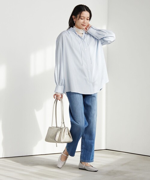 新品　green label relaxing フリルネックブラウス green label relaxing フリルネック ブラウス ホワイト｜Yahoo!フリマ