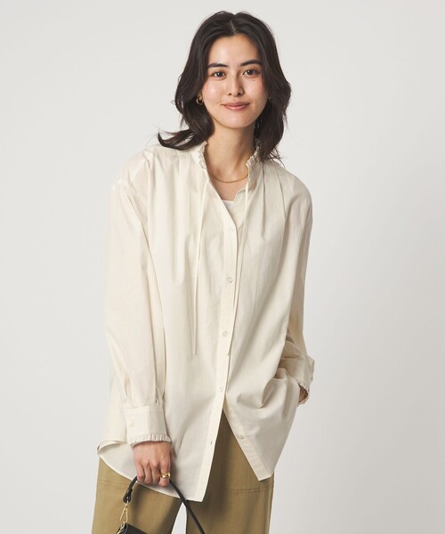 green label relaxing グリーンレーベル リラクシング ブラウス レッド サイズ:FREE | 24春夏 Vネック ギャザー 長袖 ブラウス | 全方位映え シャツ チュニック コットン | トップス カットソー【レディース】【中古】 green label relaxing（グリーンレーベルリラクシング） ブラウス