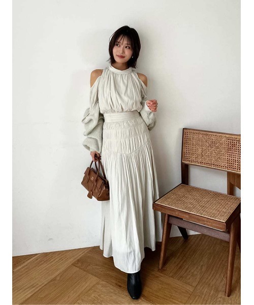 SNIDEL（スナイデル） ワンピース コールドショルダーロングワンピース