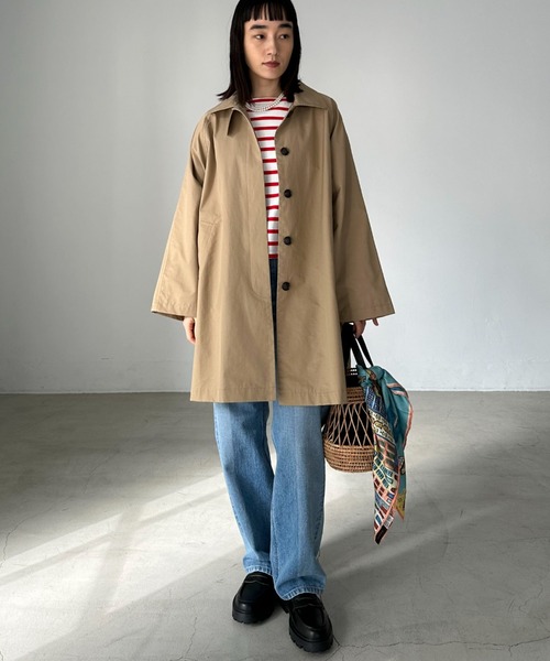 「DOUX ARCHIVES」 ステンカラーコート 38 グリーン レディース_画像3