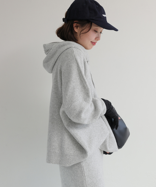 【SLOBE IENA】エアリーワイドシルエットフーディー ブラック スローブ イエナ SLOBE IENA 《セットアップ対応可》エアリーワイド